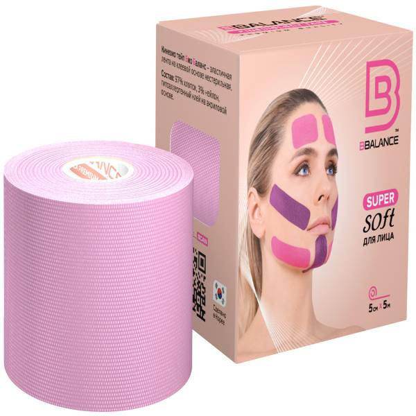 Кинезио тейп Bio Balance Super Soft для лица 5см х 5м сакура